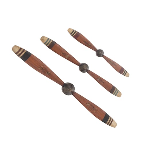 Red Metal Propeller Industrial Wall Décor Set